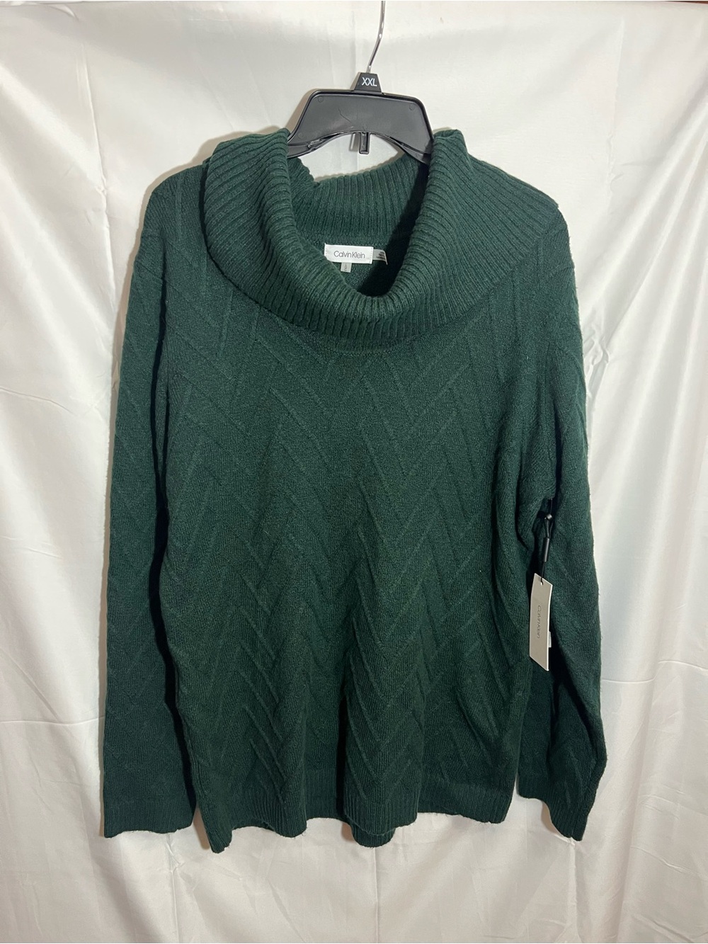 Large Calvin Klein Forest Green Cowl Neck Knit Sweater